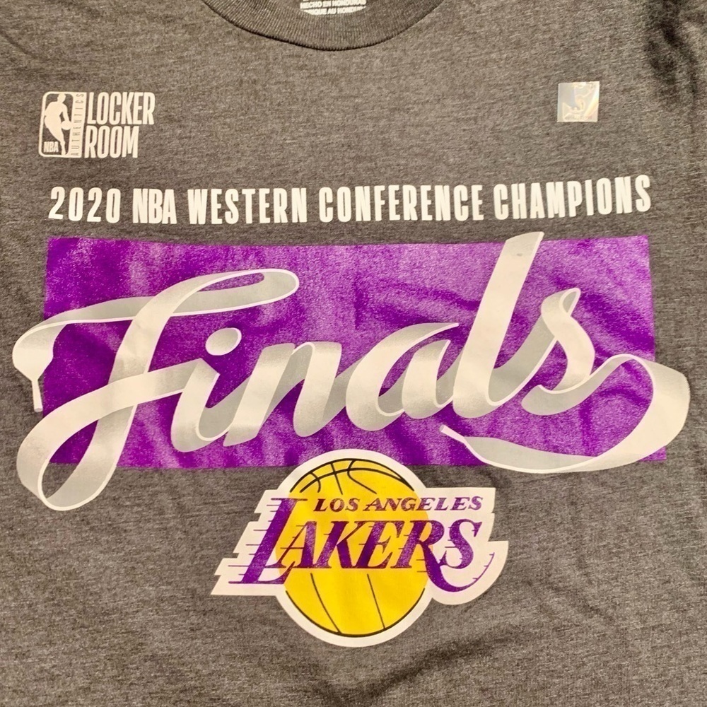 NEW Fanatics Lakers Tee Mens Small Grey LA Lakers 2020 NBA Western Conf Champs - Picture 3 of 9